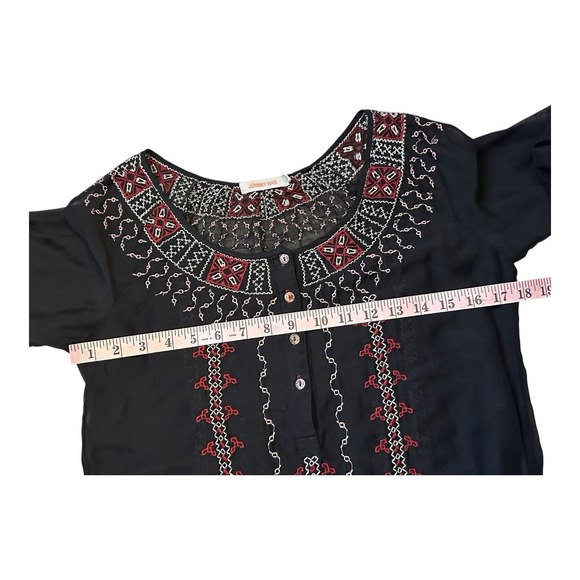 Johnny Was Black Embroidered Boho Ava Peasant Dress Size Small - Picture 8 of 16